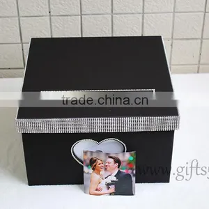 Elegant Black Wedding Money Box in Handmade With Photo Frame Wedding Decorations thumbnail-1