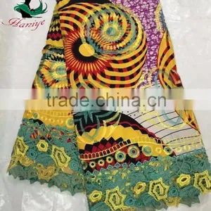 2016 Haniye JFWL-123 African Printed Wax Fabric With Lace Ankara Wax Stones Wax Fabric With Net Lace thumbnail-1