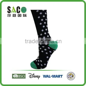 Fancy Navy Cuff White Dots Green Toe and Heel Black Knee High Sports Socks thumbnail-3