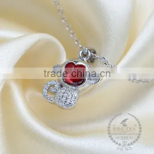 925 Sterling Silver Kawaii Monkey Garnet Necklace Fashion Women Necklace Supplies 6360439 thumbnail-2