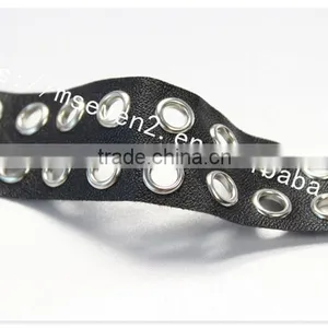 High Quality 3.3cm Width Black Leather Eyelet Trims for Shoes Wholesale thumbnail-2