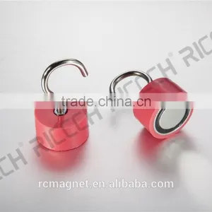 Yellow Magnetic Hooks,Strong Neodymium Rubber Coated Pot Magnet thumbnail-4