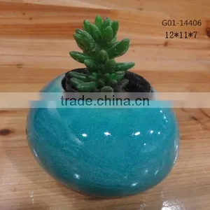Small Round Ceramic Flower Vase for Table Decor thumbnail-1