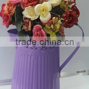 Made in China Cheap Decorative in Bulk Small Wholesale Galvanized Watering Cans With Vertical Stripes thumbnail-3