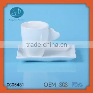 Porcelain Teaset,coffee Cups ,ceramic Cup and Saucer With Biscuit,tea Cup With Heart Handle thumbnail-1