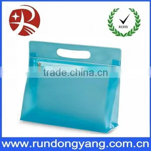 Blue Plastic High Quality PVC Zipper Bags With Bottom Gusset thumbnail-1