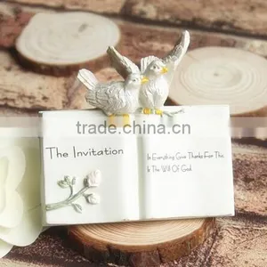Pure White World Resin Bible Figurine With Couple Dove thumbnail-1