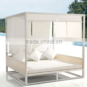 Outdoor Leisure Aluminum Bed Beach Sun Bed With Curtain thumbnail-4