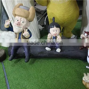 Fiberglass Polyresin Bald Head Bear Statue Combination Cartoon Character Figurine thumbnail-5