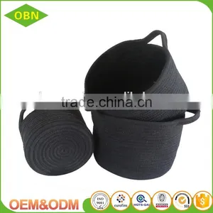 Cotton Rope Material Woven Black Storage Baskets thumbnail-1