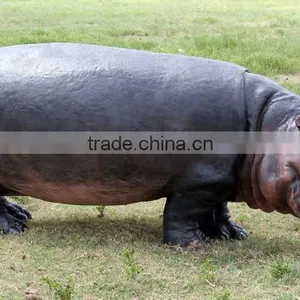 Outdoor Garden Decoration Resin Craft Fiberglass Fiberglass Hippo Statue thumbnail-1