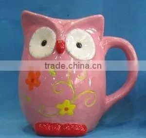 Ceramic Owl Mug,pink thumbnail-1
