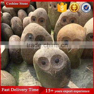Cute Cartoon Animal Sculpture, Granite Owl Carving thumbnail-4