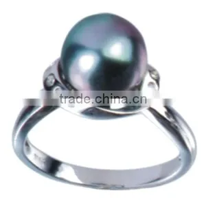 Tahitian Pearl Ring Peacock Green 14k Pearl Ring thumbnail-1