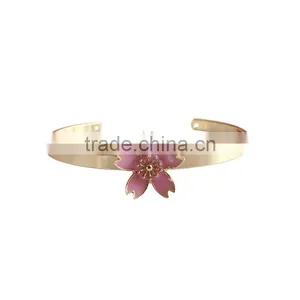 Cherry Blossom Cuff Bangle Gold Bangle Flower Cuff Bangle thumbnail-5