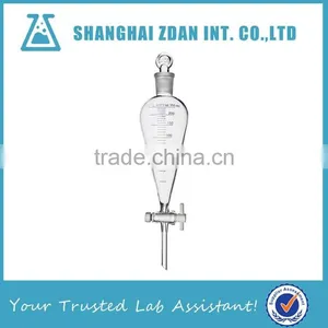 Lab Glassware Graduated Glass Pear Shaped Separatory Funnel, PTFE Stopcock thumbnail-1