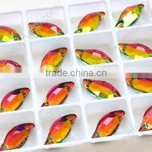 Leaf Shape k5 Crystal Sew on Stones With Silver Plated/foiled Flat Back thumbnail-3