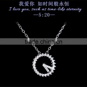 Latest Wall Clock Shape Design 925 Sterling Silver Circle Pendant thumbnail-2