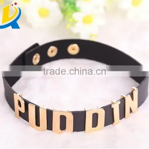Hot Women Black Choker Collars Leather Puddin Necklace thumbnail-1