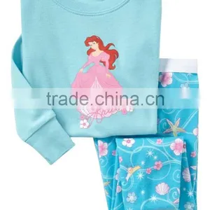 100% Cotton Girls Blue Princess Printed Pajamas Sets Kids Sleepwear Children's Nightgown thumbnail-1