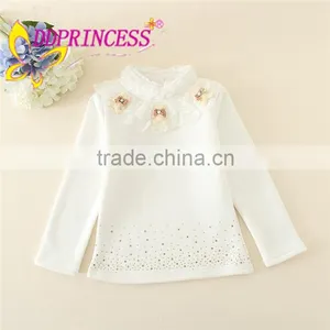Autumn 2015 Kids Shirts Girls White Blouse for 110-160cm Year-old Girls Bottoming Shirts From China thumbnail-1
