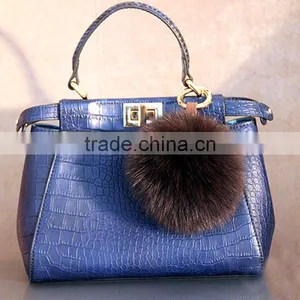 Myfur Big Size Yellow Real Fox Body Fur Pom Poms Bag Charm Key Ring Wholesale thumbnail-5
