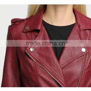 2017 Latest Designs Lady Casual Fashion Women Leather Jacket for Wholesale Winter Coat Leather thumbnail-4