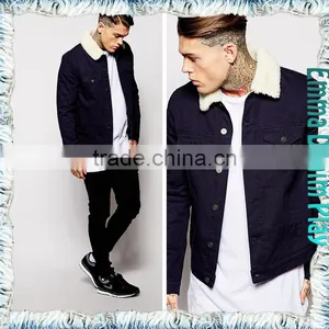 Vogue Cotton Denim Fleece Lining Jacket Dark Blue for Men thumbnail-2