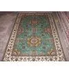 Green Color Hand Knotted Silk Carpet thumbnail-1