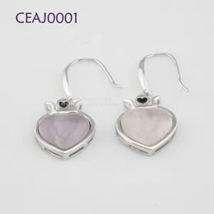 Lilac Colour Jade Gemstone 925 Sterling Silver Earring thumbnail-1