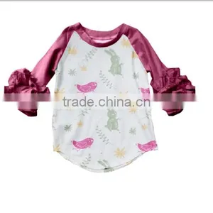 New Arrival 2017 Spring Summer Children Frock Boutique Ruffle Chick Baby Shirts Hot Sale Kid Clothing Easter Shirt thumbnail-3