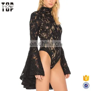 Oem Product One Piece Bodysuit Women Cotton Mesh Trim Lace Bodysuit Tops thumbnail-2
