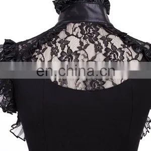 Gothic Sleeveless Lace Top With High Collar thumbnail-3