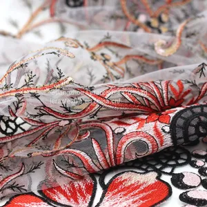 Chinese Style Embroidered Tulle Lace Fabric for Dress thumbnail-2