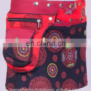 Polka Dot Exotic Print in Black Shade Cotton Fabric Gypsy Wrap Around Skirt With Belt HHCS 139 A thumbnail-1