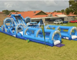Inflatable Water Slide With Obstacles Aqua Rush HUGE Water Slide Park Combining 5 Module thumbnail-3
