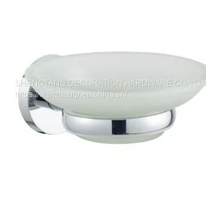 Wall Mounted Base Single Clear Frosted Glass Soap Box Dishes thumbnail-3