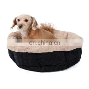 High Quality Round Pet Bed Soft Plush Fabric Dog Bed Washable Warming Bed for Pets thumbnail-1