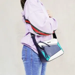 Two Straps Female Unique Contrast Front Hidden Compartment Over Shoulder Wholesale PU PVC Bag Handbags for Women thumbnail-4