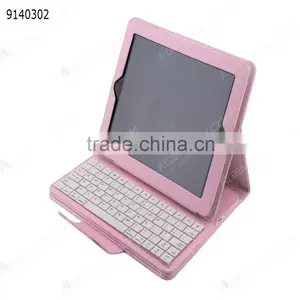 Bluetooth Keyboard for IPad2/3/4,pink Removable Plastic Keyboard With Synthetic Leather Case thumbnail-3