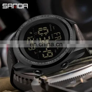 Sanda 6013 Multi Functional Digital Men Wristwatch Water Resistant LED Luminous Clock Sport Wrist Watches for Men thumbnail-2