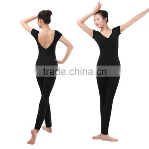 Latest Gilrs Angkle Length Short Sleeves Dance Tights and Gymnastics Unitards thumbnail-1
