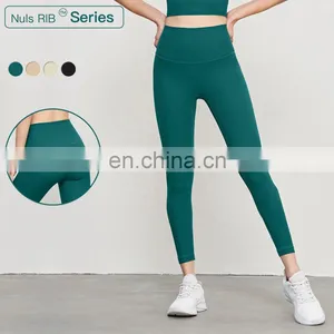 Ribbed Yoga Breathable Leggings With Back Pocket Wholesale High Waist Yiwu Sports Pants thumbnail-1