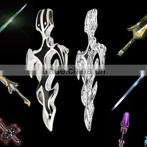 Famous Brand Treasured Sword Designer Charms Pendant Man Heavy Stainless Silver Steel Necklace Paypal Accept thumbnail-4