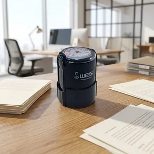 42mm Round Self Inking Stamp WES Custom Logo Printing for Corporate Seals Financial Stamps Business Authentication thumbnail-1