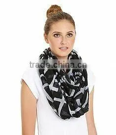 2015 Foreign Trade Latest Design Classic Cross Printed Polyester Infinity Scarf and Shawl Women thumbnail-2