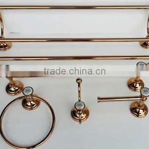 Luxury Wall Mounted Classic Style Rose Golden Bathroom Accessory Set With Ceramic Bathroom Kits thumbnail-1