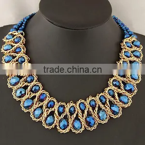 China Jewelry Best Selling American Popular Shining Exquisite Crystal Alloy Charm Gold Statement Necklace in Stock thumbnail-3