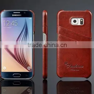 Card Holder Genuine Wax Matt Leather Back Cover For Samsung Galaxy S6 thumbnail-2
