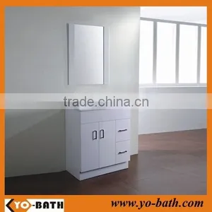 30" White MDF Bathroom Vanity Cabinet With Ceramic Wash Basin thumbnail-1